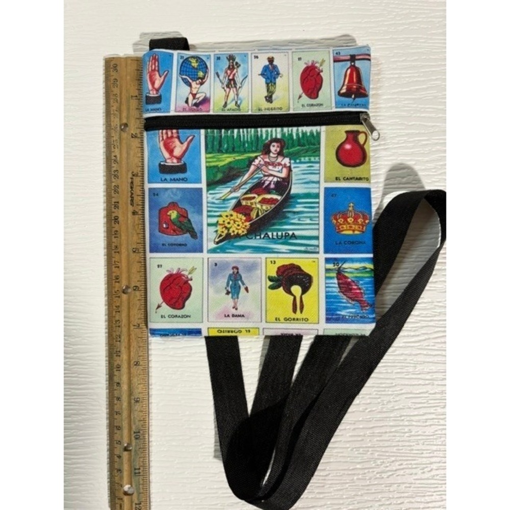 Loteria Mexican Bingo Card Crossbody Bag Small Travel Pouch Multicolor S0025